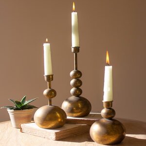 Antique Brass Taper Candle Holders Set of 3 - City Farmhouse Antiques