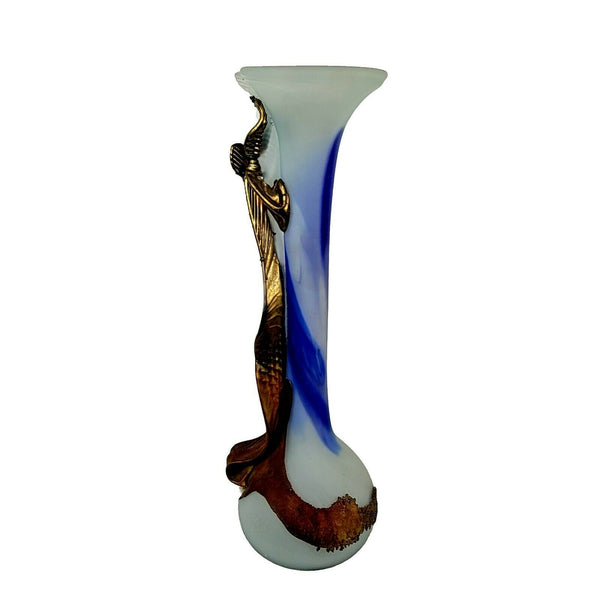 Filip Ravert Signed Bronze Art Glass Sculpture Vase - City