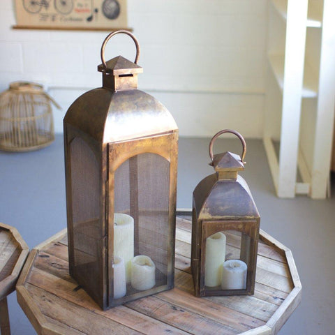 Antique Style Bronze Lanterns Set of 2