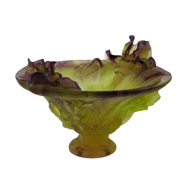 Signed Daum France Crystal de Verre Large Iris Centerpiece