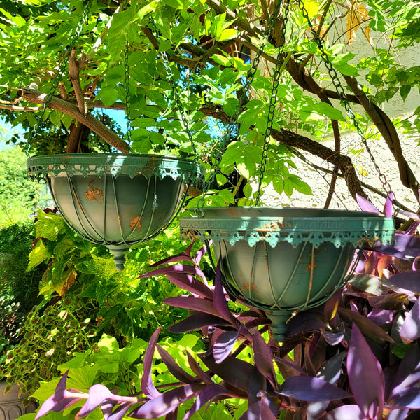 Antique Victorian Style Hanging Planters for the Garden
