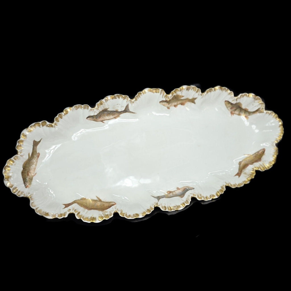 Antique Limoges China Fish Platter and Plates
