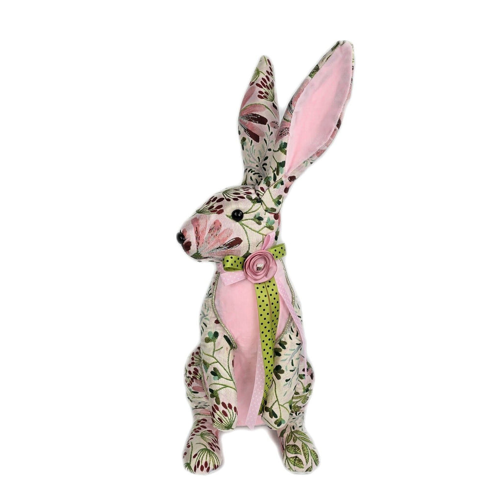 Floral Pattern Standing Bunny Rabbit Figurine 21"