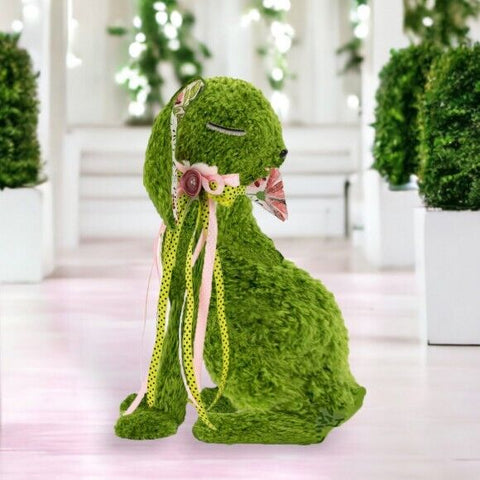 December Diamonds Green Garden Miss Bunny with Eyes Closed Figurine 30"