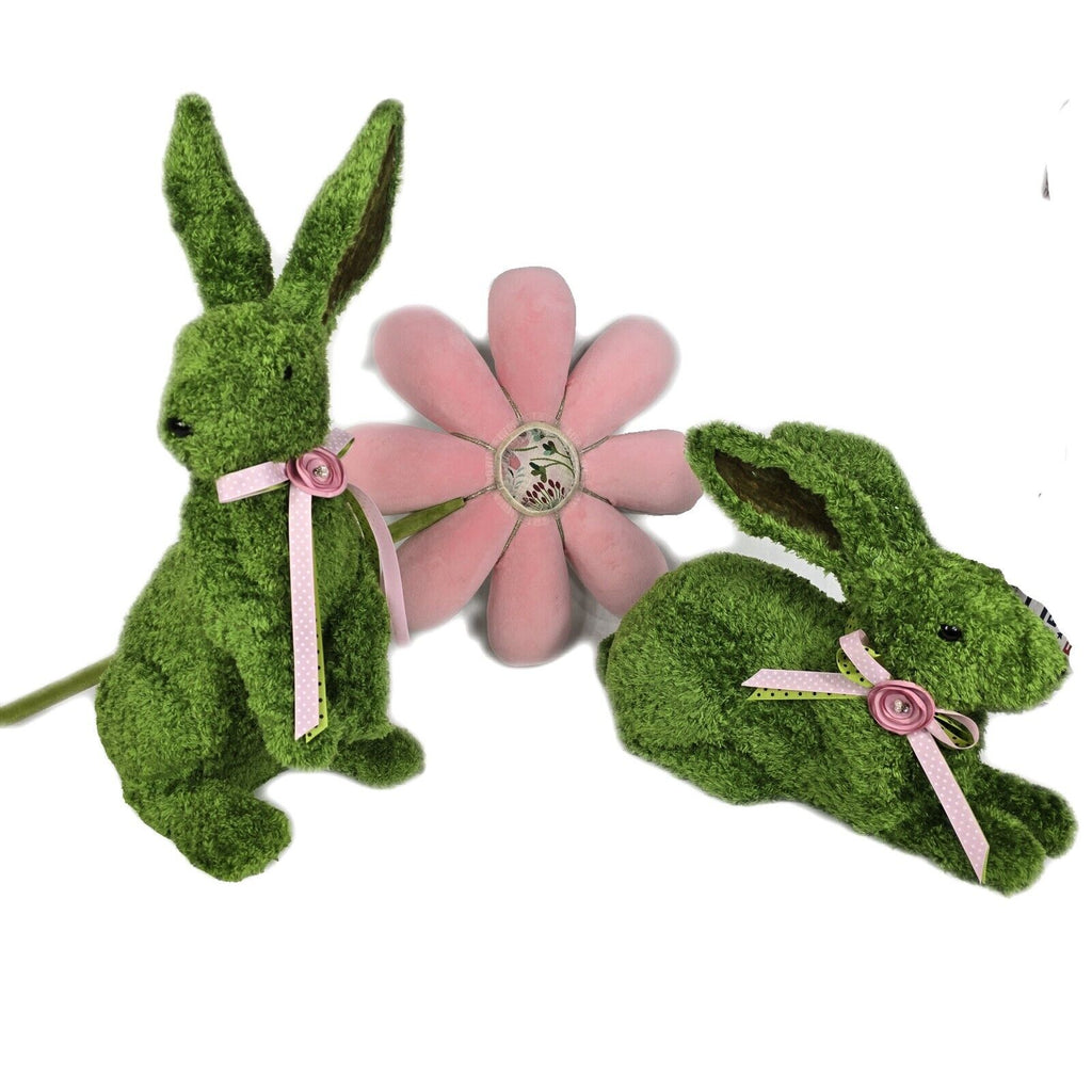 December Diamonds Green Garden Bunny Pair Figurine