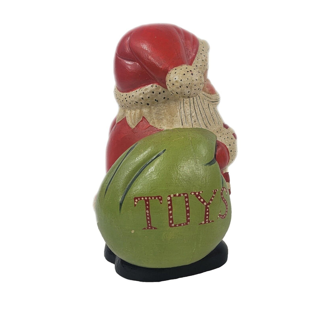 Vaillancourt Folk Art Santa with Toy Bag and Teddy Bear