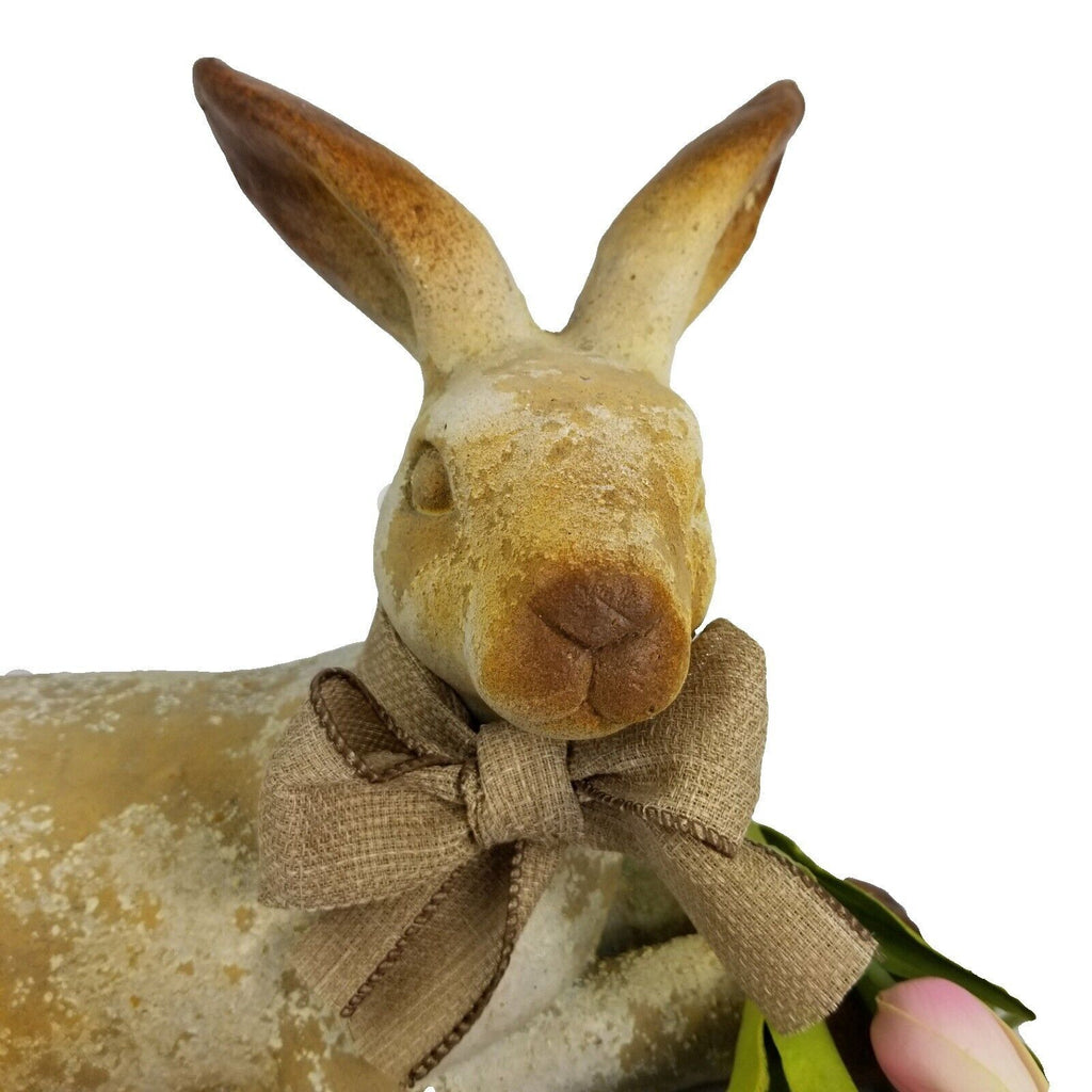 Rustic Resin Lying Garden Bunny Rabbit Figurine Statue
