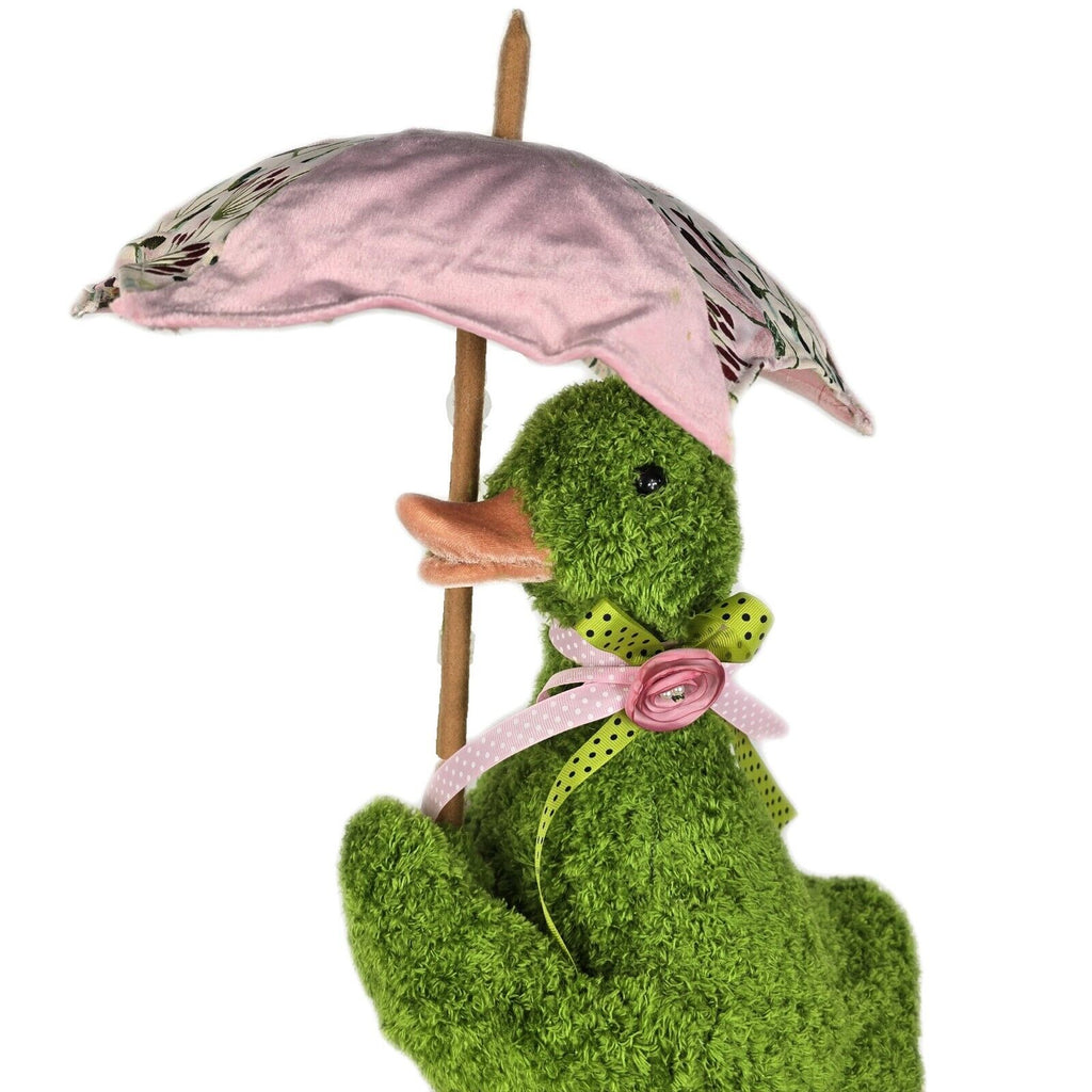 December Diamonds Green Garden Duck With Boots & Umbrella Figurine