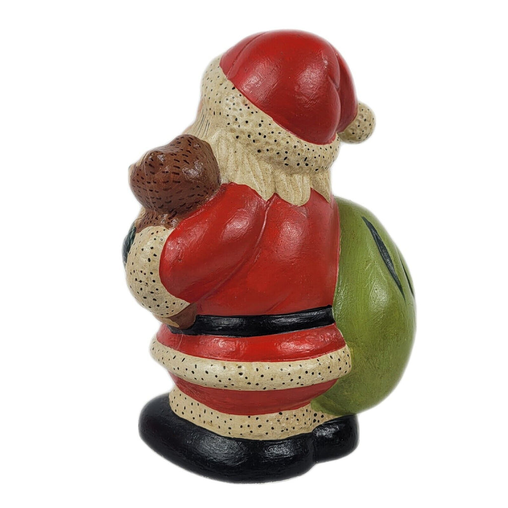 Vaillancourt Folk Art Santa with Toy Bag and Teddy Bear