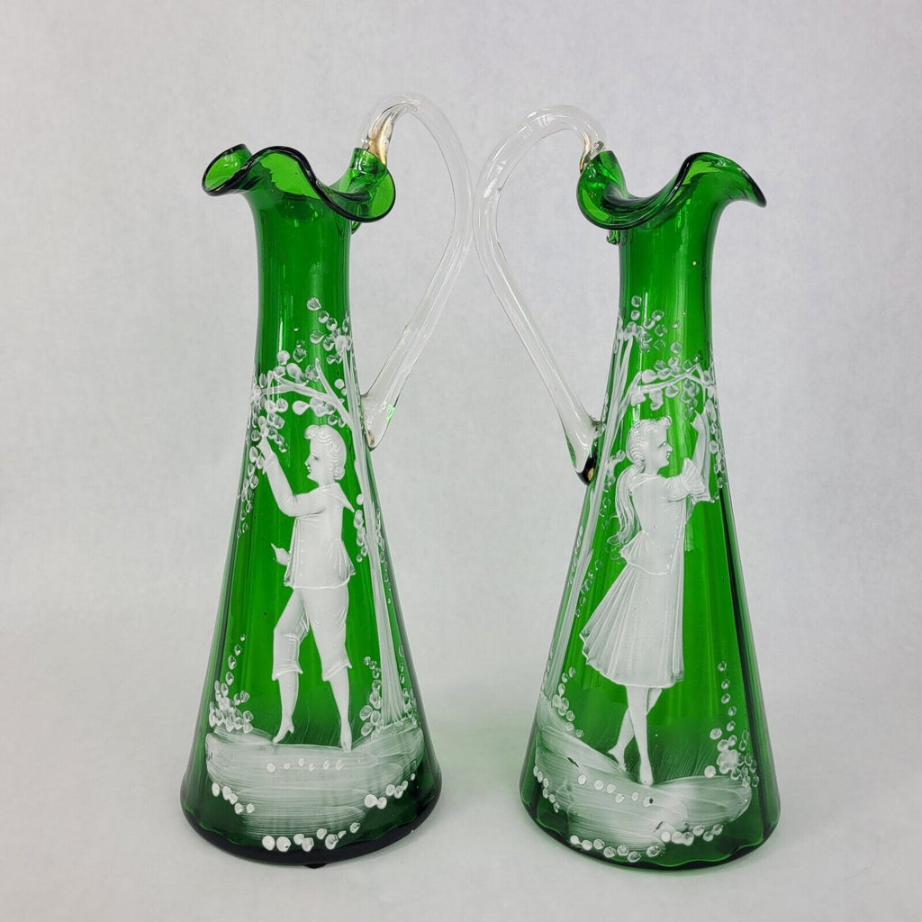 Antique Mary Gregory Glass Cruet Decanter Set