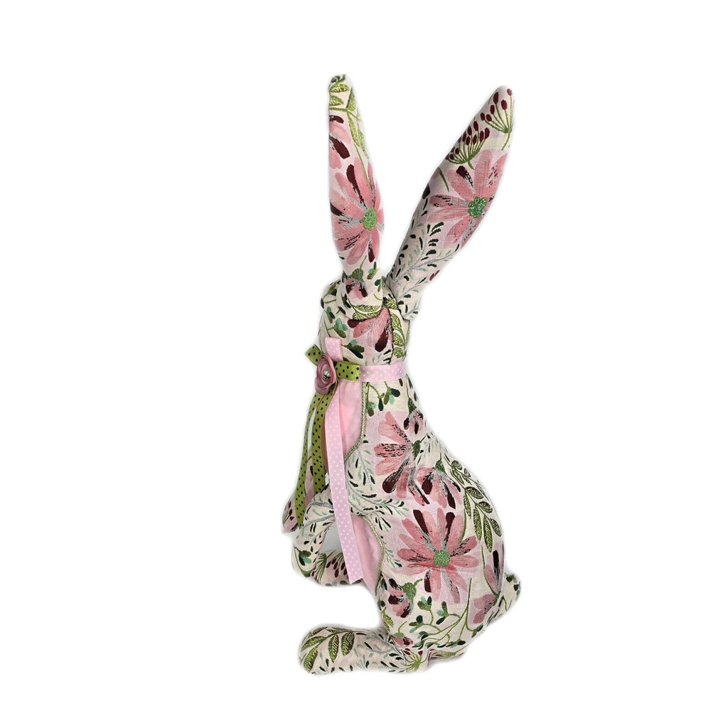 Floral Pattern Standing Bunny Rabbit Figurine 21"