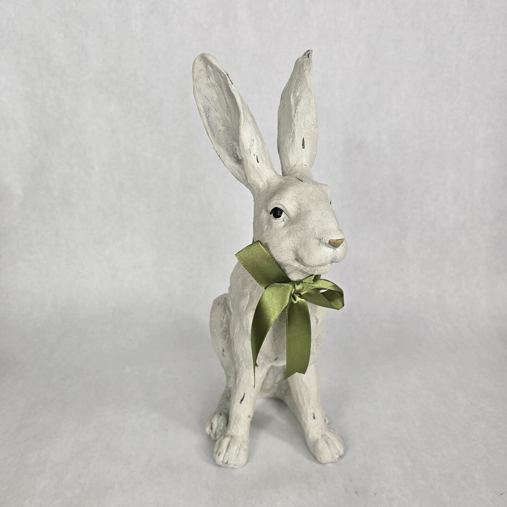 Antique Style White Wash Garden Bunny Rabbit Figurine Set of 3
