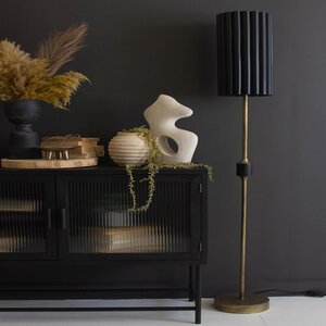 Antique Gold Lamp with Fluted Black Metal Shade