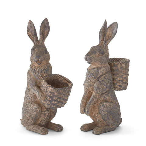 Resin Bunny Rabbit Set with Baskets