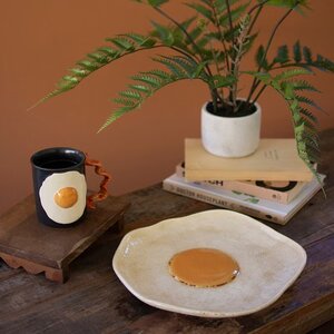 Ceramic Fried Egg Plate  Set of 4