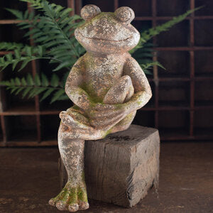 Faux Concrete Garden Frog Small