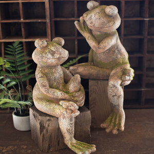 Faux Concrete Garden Frog Small