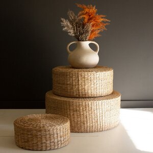 Round Natural Seagrass Risers Set of 3