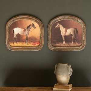 Arched Framed Horse Prints under Glass