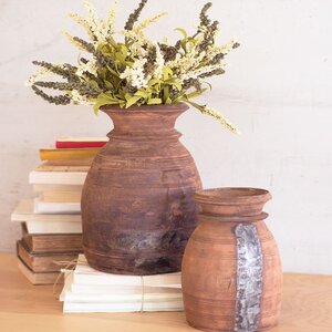 Set of 2 Mango Wood Urns