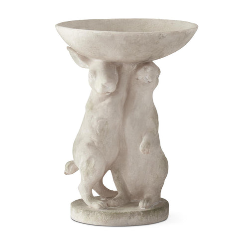 Resin Faux Stone Bunny Rabbit Bird Feeder or Bath
