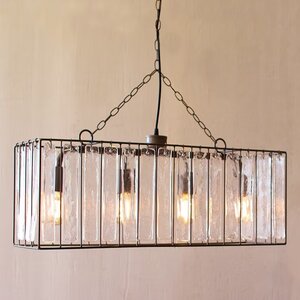 Rectangle Pendant Light with Glass Chimes