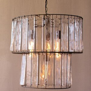 Two-Tiered Round Pendant Light with Glass Chimes