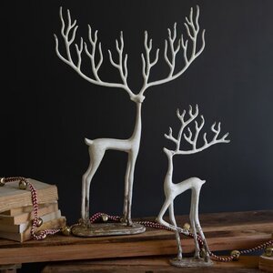 White Cast Aluminum Deer Sculptures