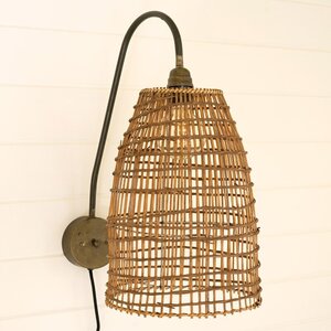 Wicker Dome Wall Sconce Lamp