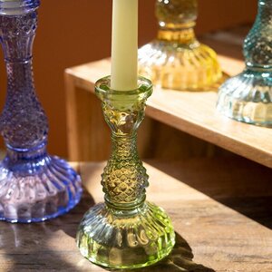 Set of 6 Glass Taper Candle Holders