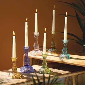 Set of 6 Glass Taper Candle Holders