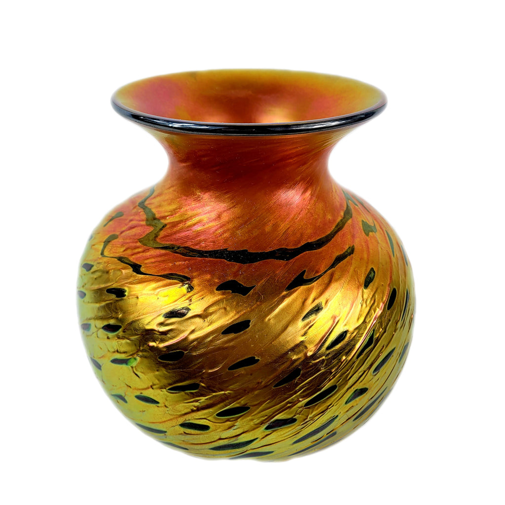 Lundberg Studios Gold Iridescent Cheetah Vase