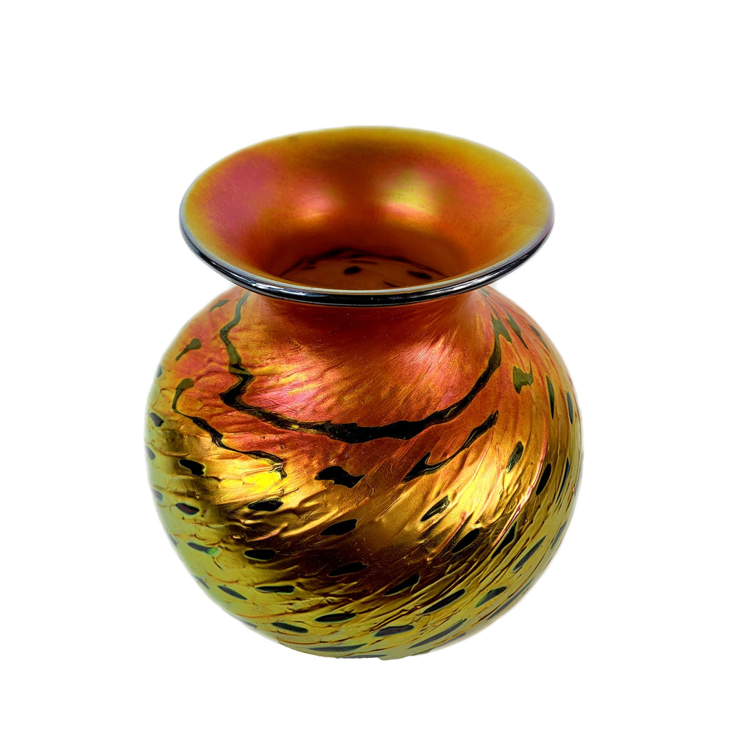 Lundberg Studios Gold Iridescent Cheetah Vase