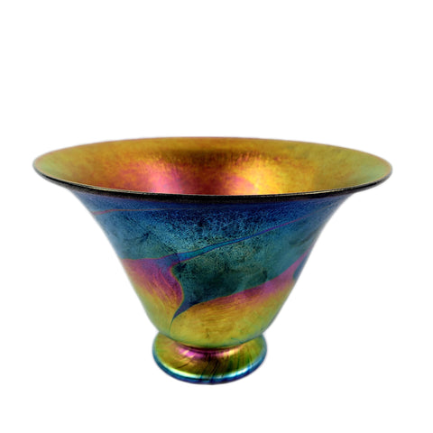Lundberg Studios Art Glass Footed Centerpiece Console Bowl