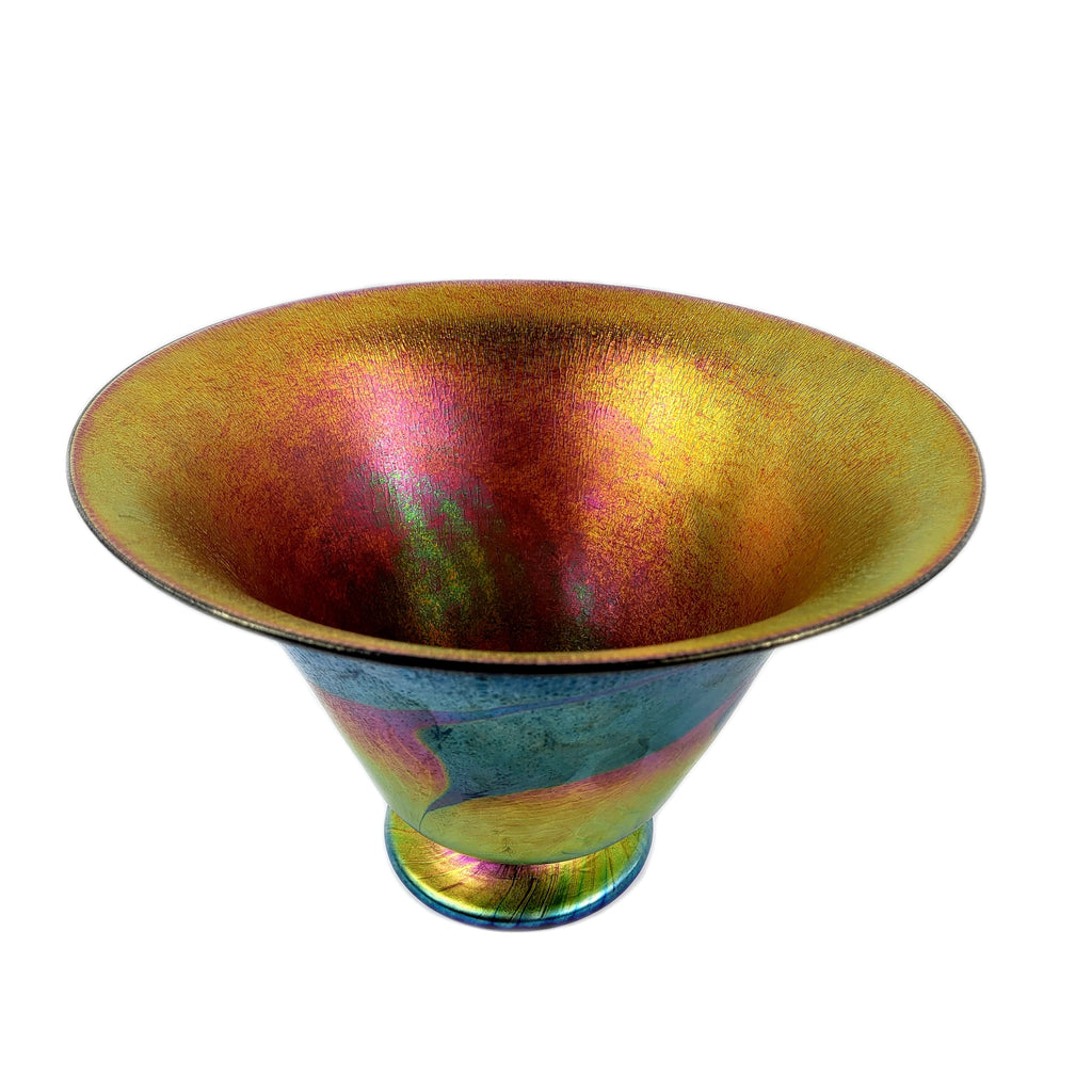 Lundberg Studios Art Glass Footed Centerpiece Console Bowl