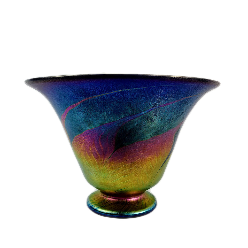 Lundberg Studios Art Glass Footed Centerpiece Console Bowl