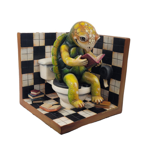 Sergio Bustamante Ceramic Folk Art Turtle on a Toilet Sculpture 36/100