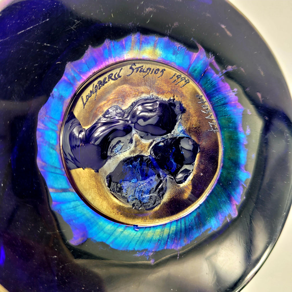 Lundberg Studios Art Glass Footed Centerpiece Console Bowl