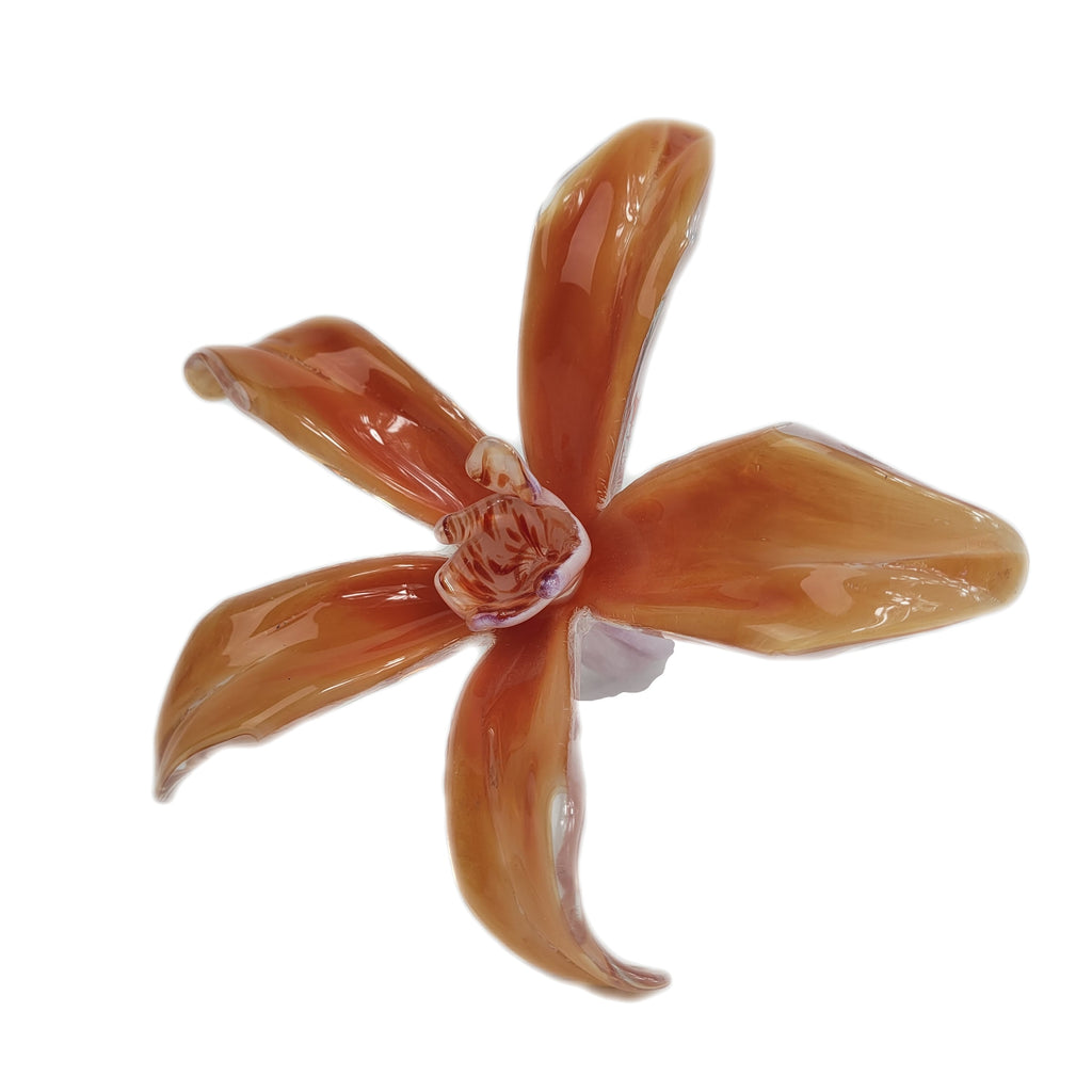 Cased Art Glass Orchid Flower Perfume Bottle & Stopper