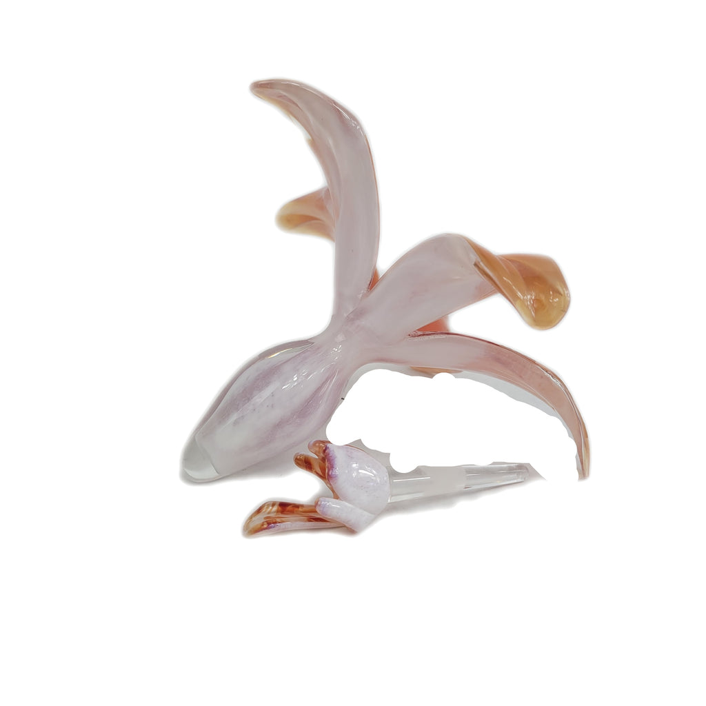 Cased Art Glass Orchid Flower Perfume Bottle & Stopper