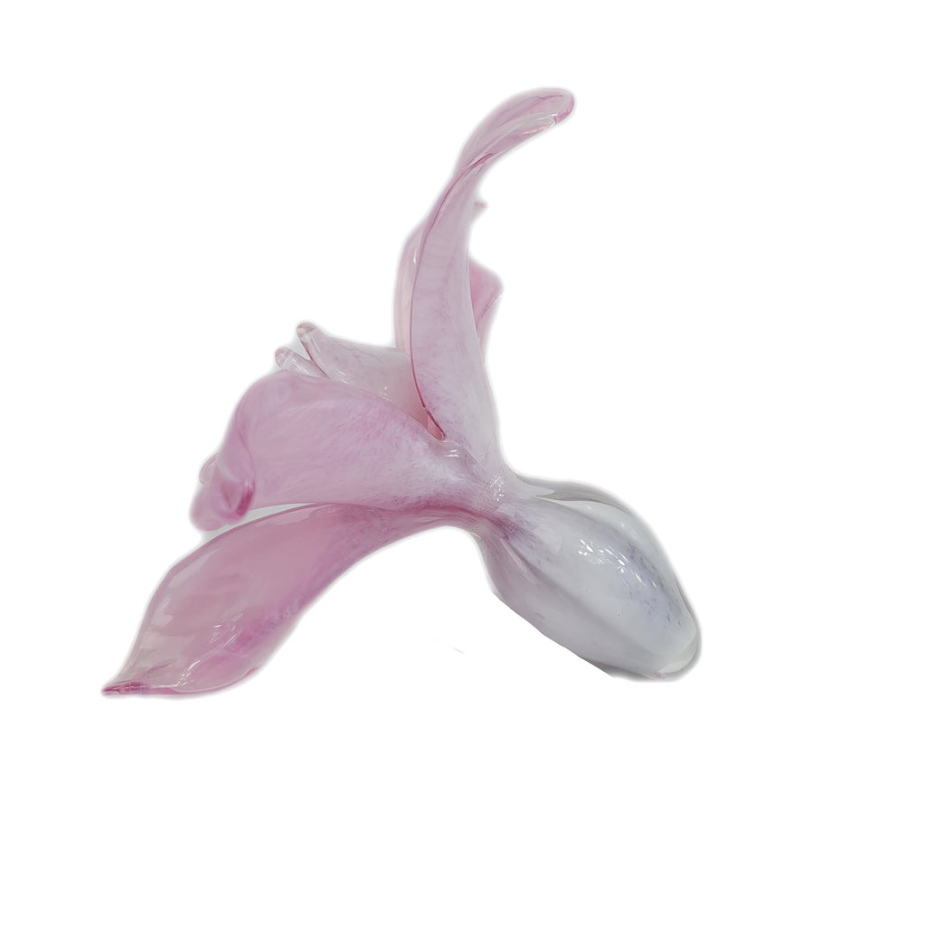 Vintage Cased Art Glass Orchid Flower Perfume Bottle & Stopper