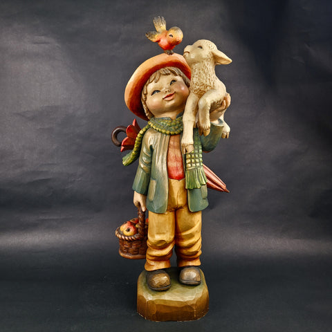 Anri Juan Ferrandiz Monument Vintage Wood Figurine Carving Friendship 23" Italy