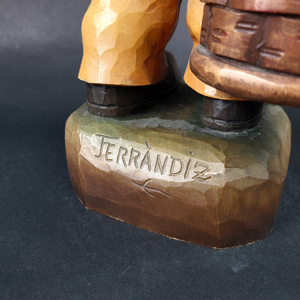Anri Juan Ferrandiz Monument Vintage Wood Figurine Carving Friendship 23" Italy