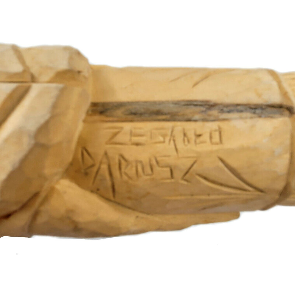 Dariusz Zegadlo Hand Carved Folk Art Wood Angel Playing Violin Sculpture