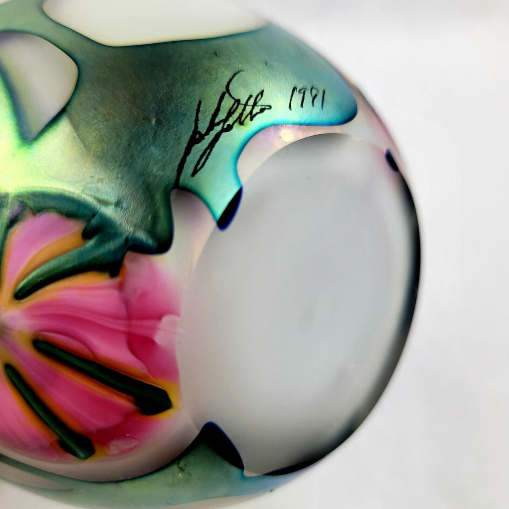 John Lotton Art Glass Multi Floral Vase