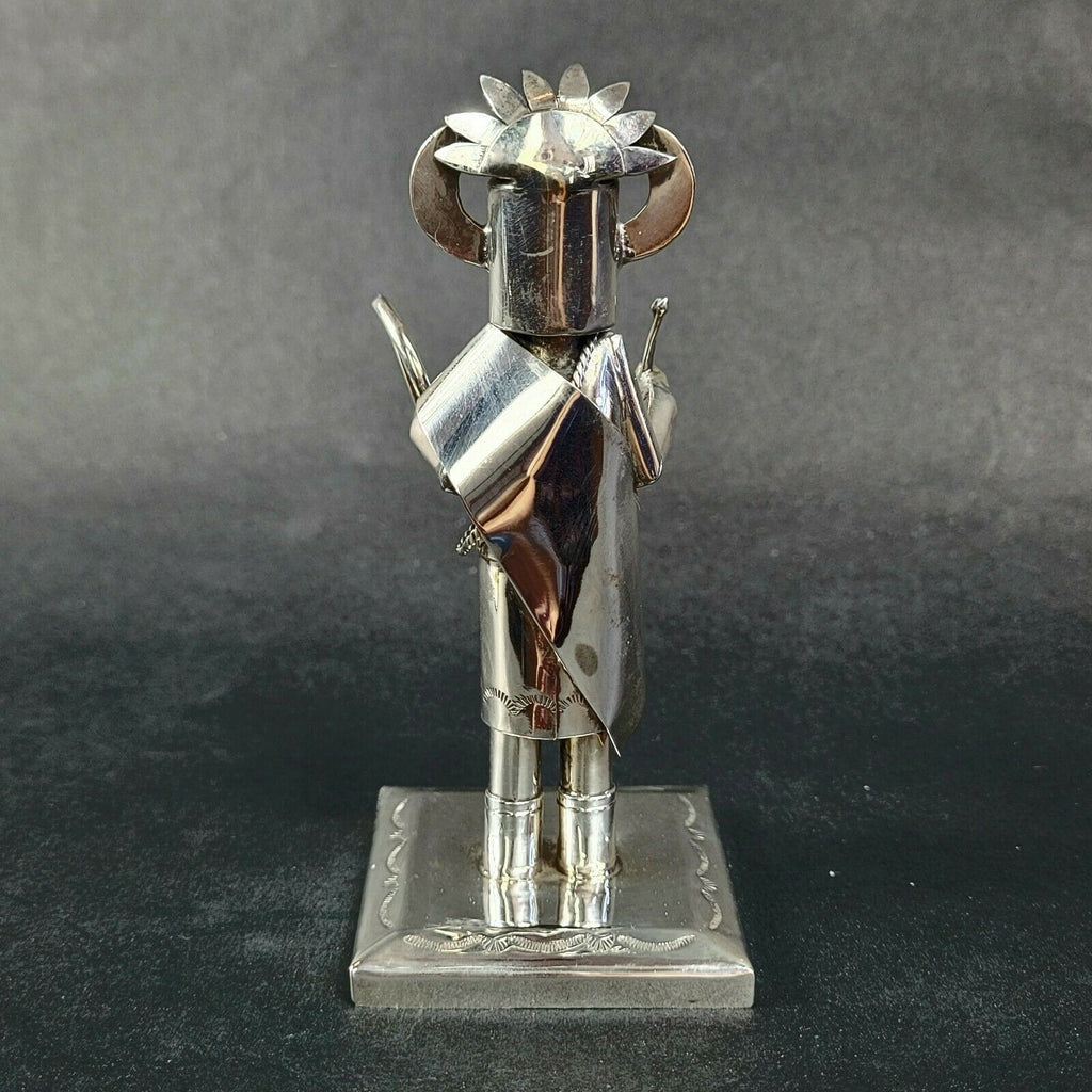 Jeffrey Castillo Sterling Silver Navajo White Ogre Kachina 4.5"