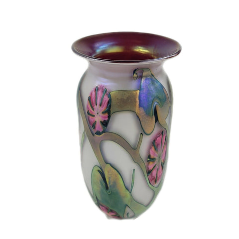 John Lotton Art Glass Multi Floral Vase