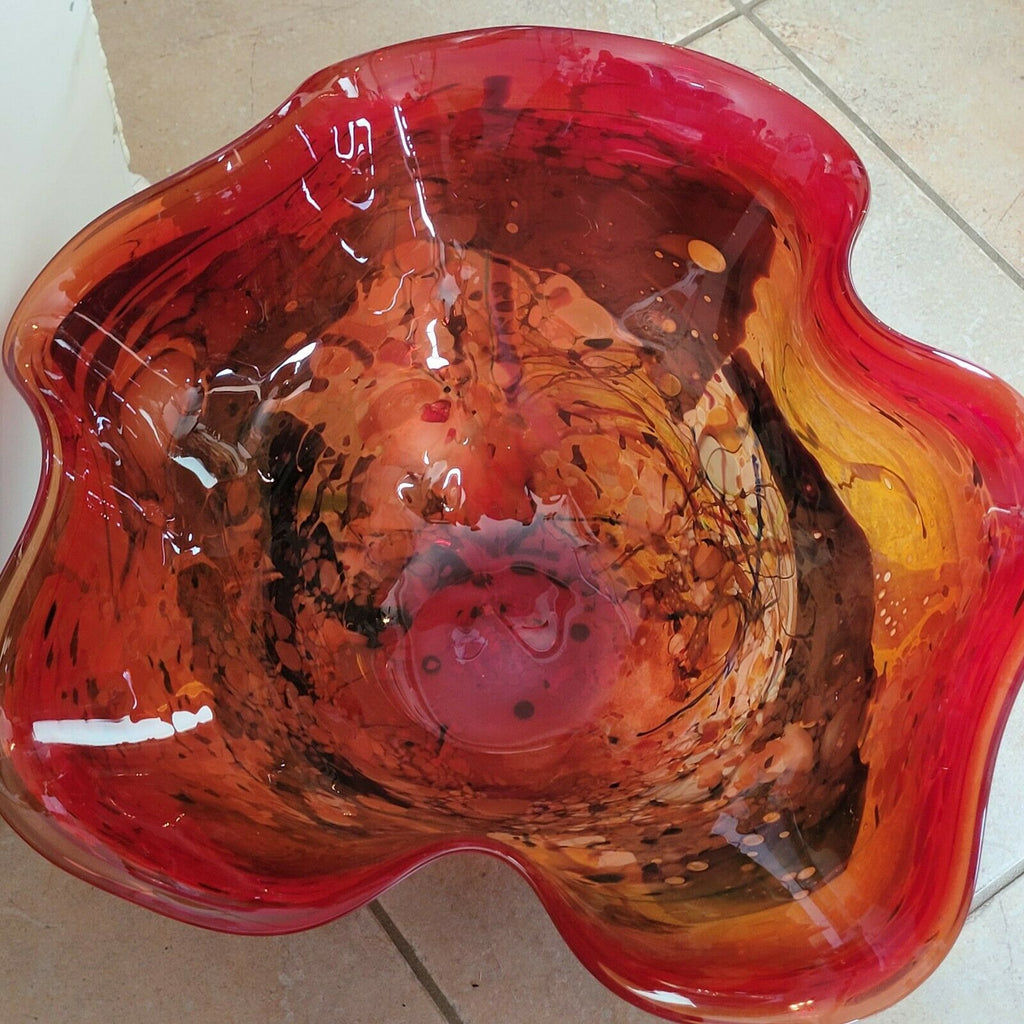 John Gerletti Handblown Art Glass Centerpiece Vase