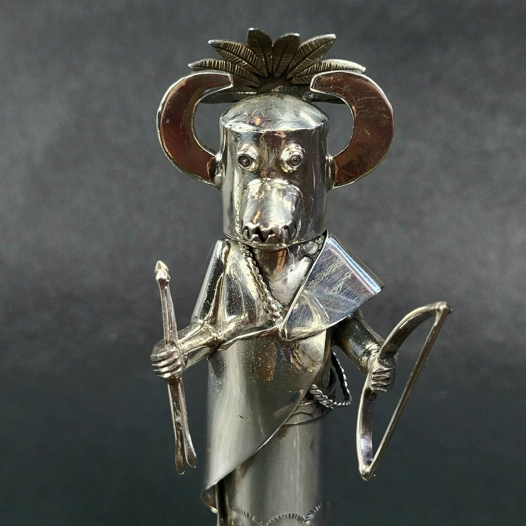Jeffrey Castillo Sterling Silver Navajo White Ogre Kachina 4.5"