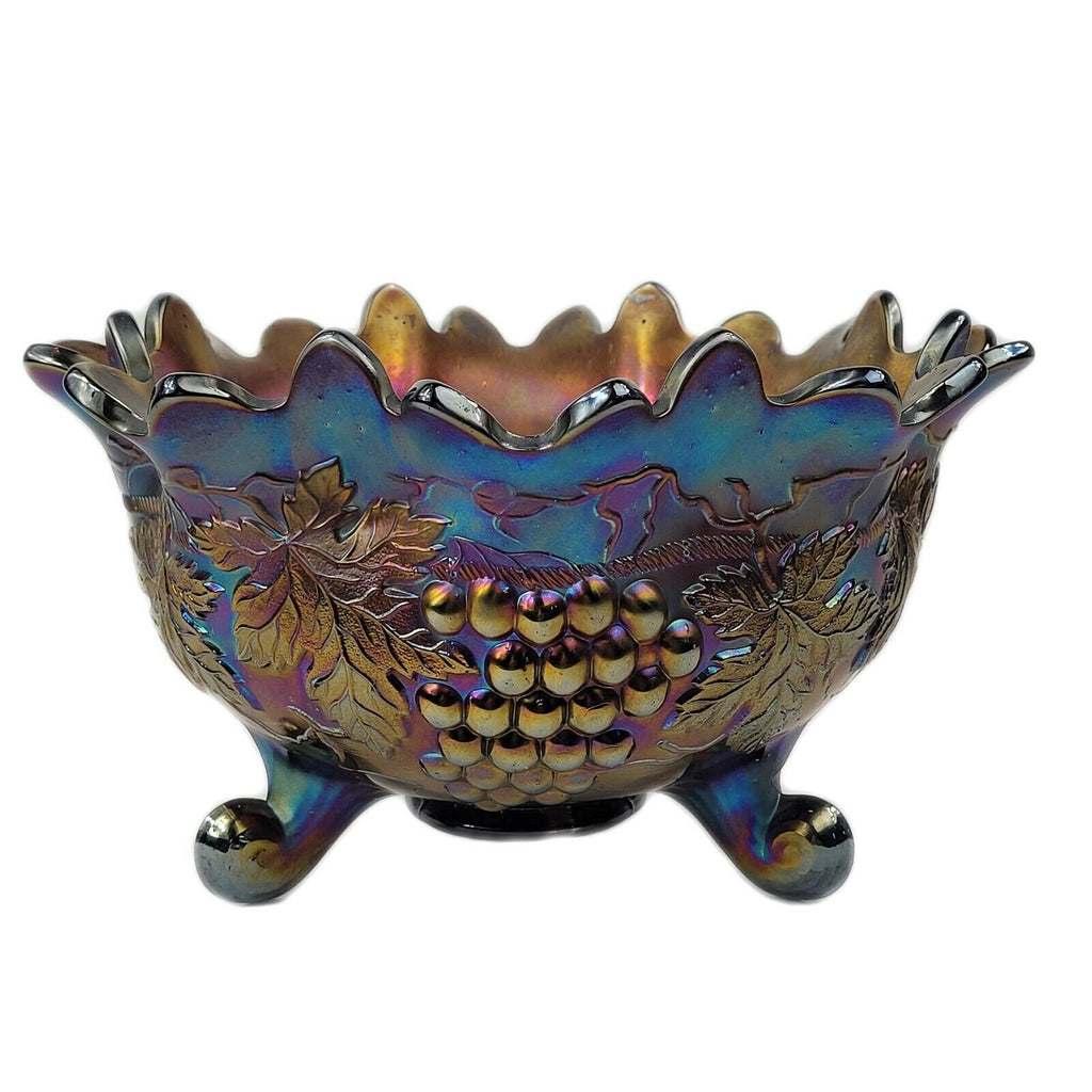 Antique Northwood Carnival Glass Grape and Cable Fruit Bowl